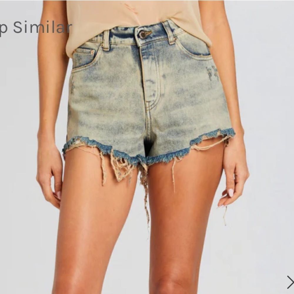 Retrofete Lucky denim shorts Faded Blue Distressed Jeans Sz 26